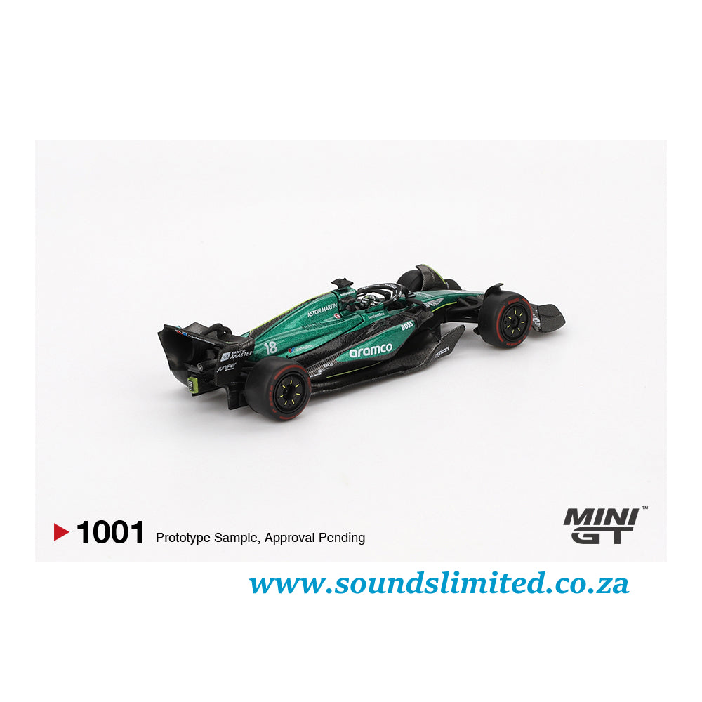 Mini GT #1001 Aston Martin AMR24 #18 Lance Stroll 2024 F1 2024 Bahrain GP