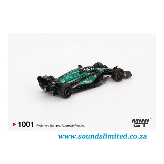 Mini GT #1001 Aston Martin AMR24 #18 Lance Stroll 2024 F1 2024 Bahrain GP