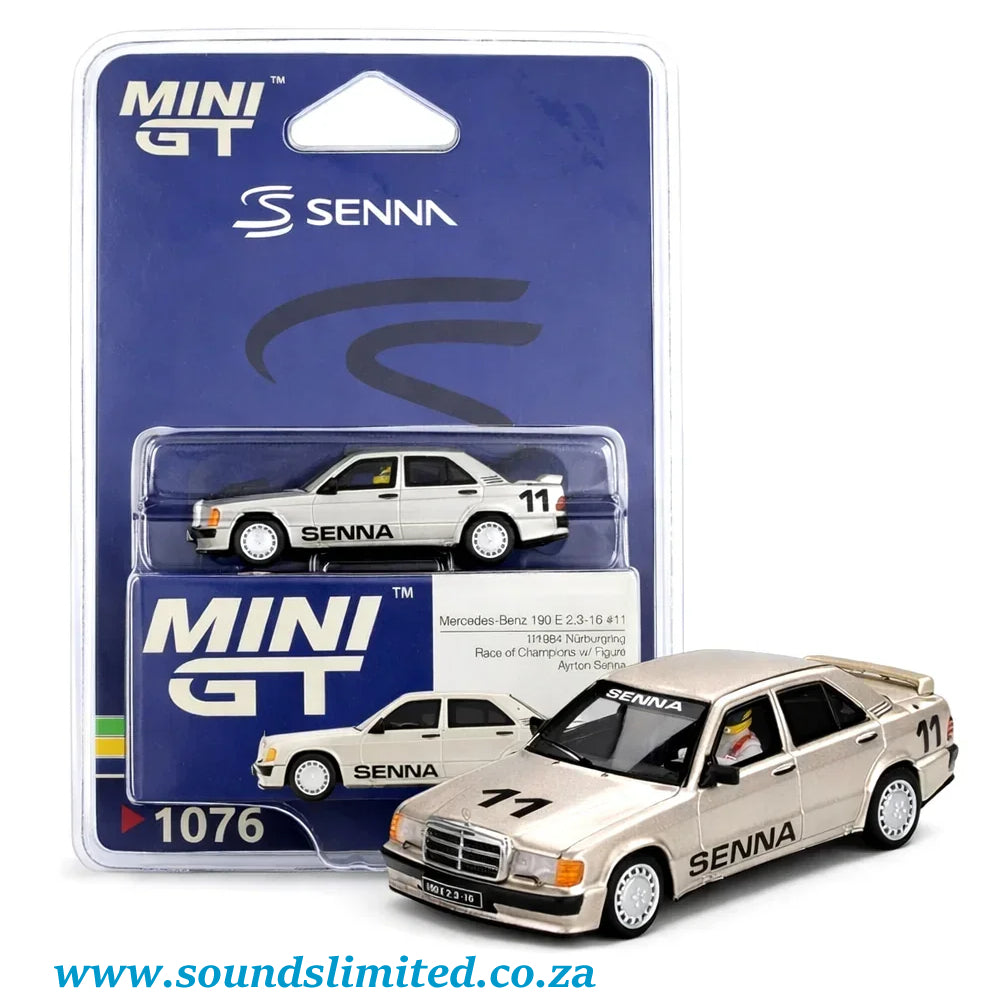 Mini GT #1076 (BLISTER) Mercedes-Benz 190 E 2.3-16 #11 Ayrton Senna 1984 Nürburgring Race of Champions