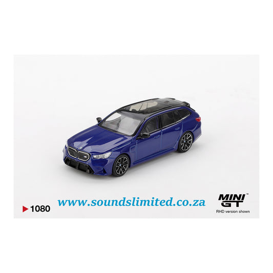 Mini GT #1080 BMW M5 Touring Marina Bay Blue Metallic Blister Packaging