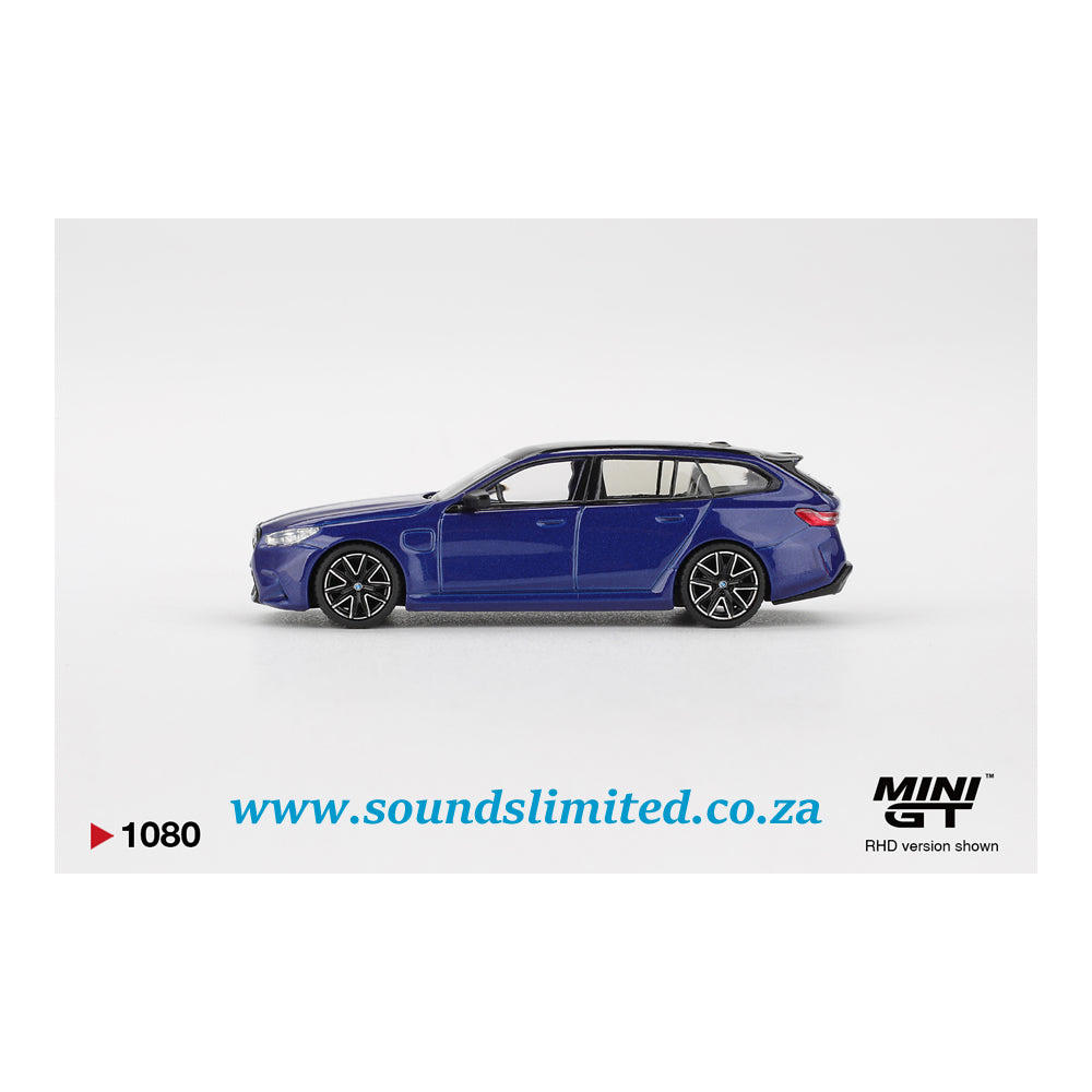 Mini GT #1080 BMW M5 Touring Marina Bay Blue Metallic Blister Packaging