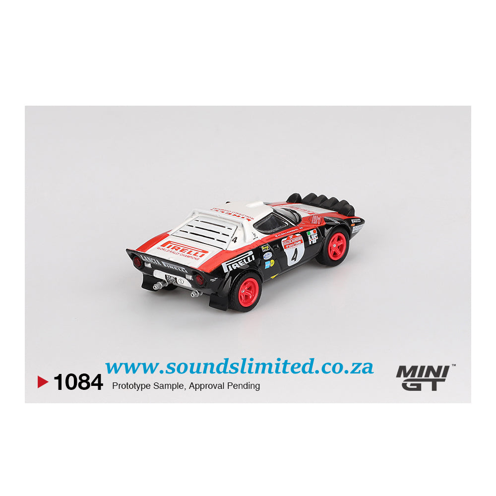 Mini GT #1084 Lancia Stratos HF #4 1978 Rally Sanremo Winner