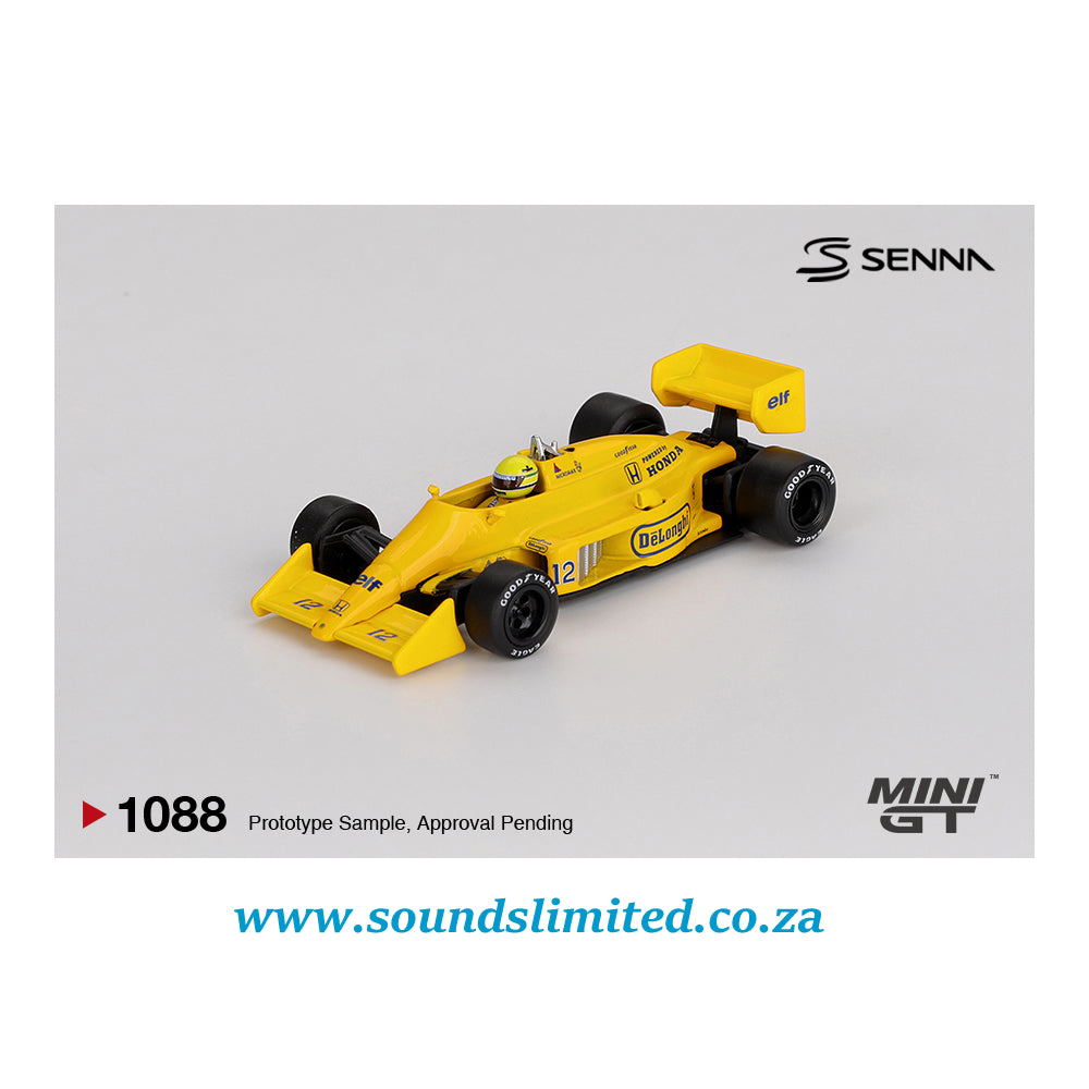 Mini GT #1088 Lotus 99T #12 Ayrton Senna 1987 Monaco Grand Prix Winner