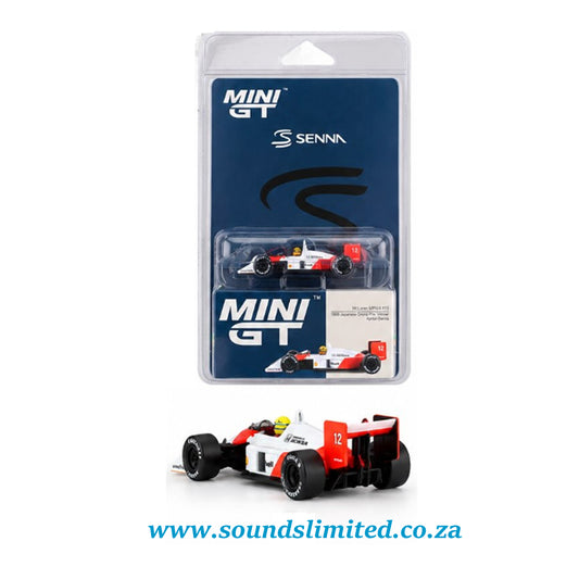 Mini GT #1099 McLaren MP4/4 #12 Ayrton Senna 1988 Japanese Grand Prix Winner Blister Packaging