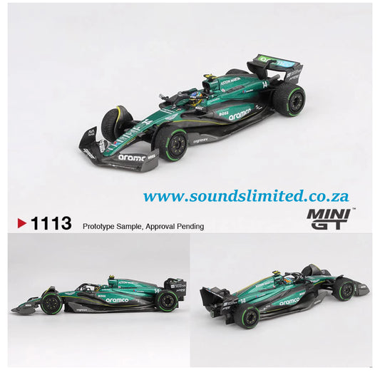 Mini GT #1113 Aston Martin AMR24 #14 Fernando Alonso 2024 F1 2024 Canadian GP