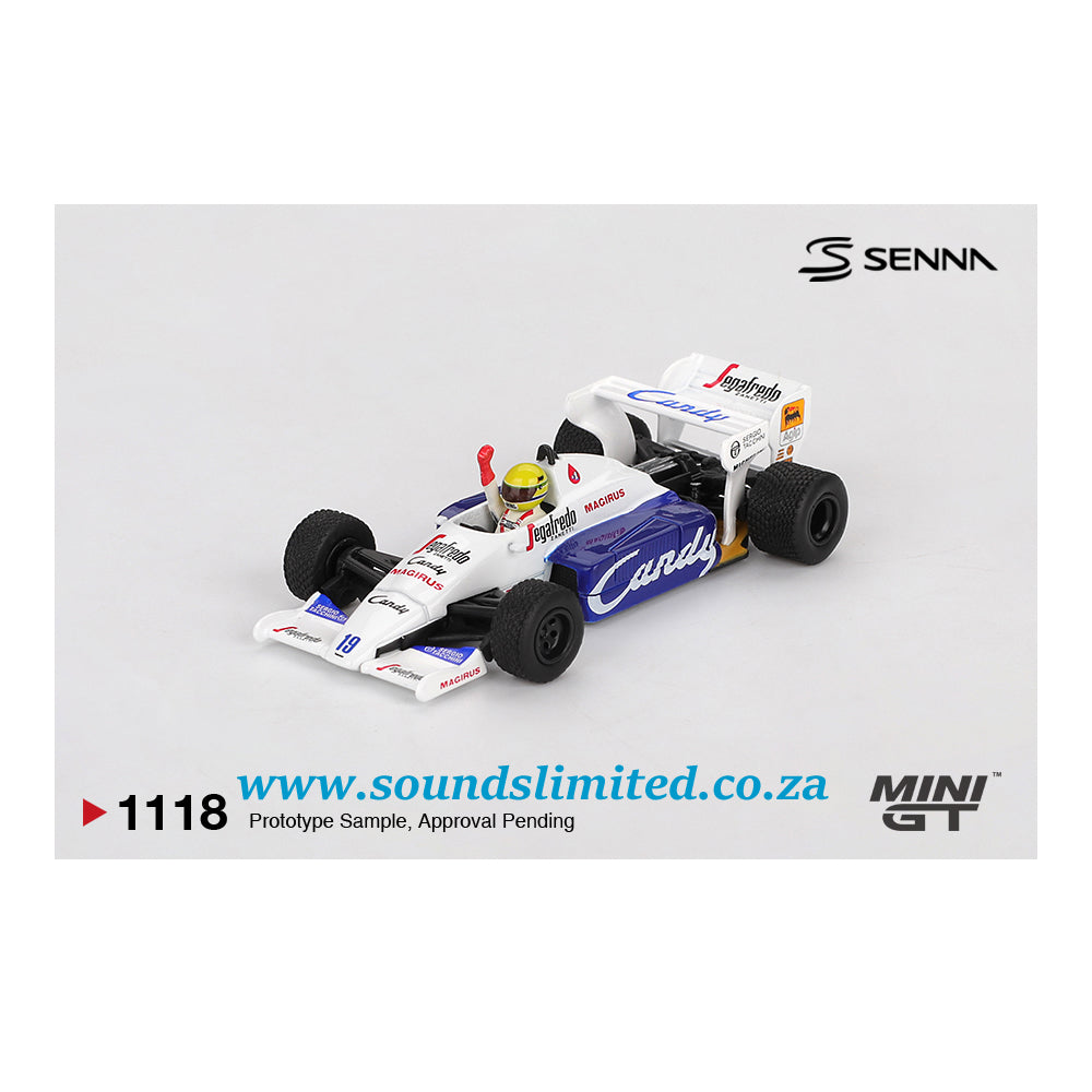 Mini GT #1118 Toleman TG184 #19 Ayrton Senna 1984 Monaco Grand Prix 2nd Place