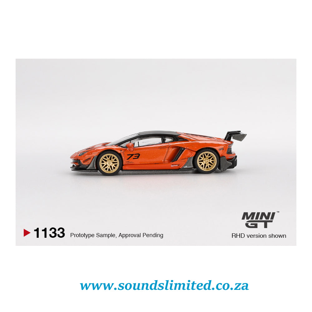 Mini GT #1133 LB★WORKS Lamborghini Aventador Limited Edition Orange MDX 2025
