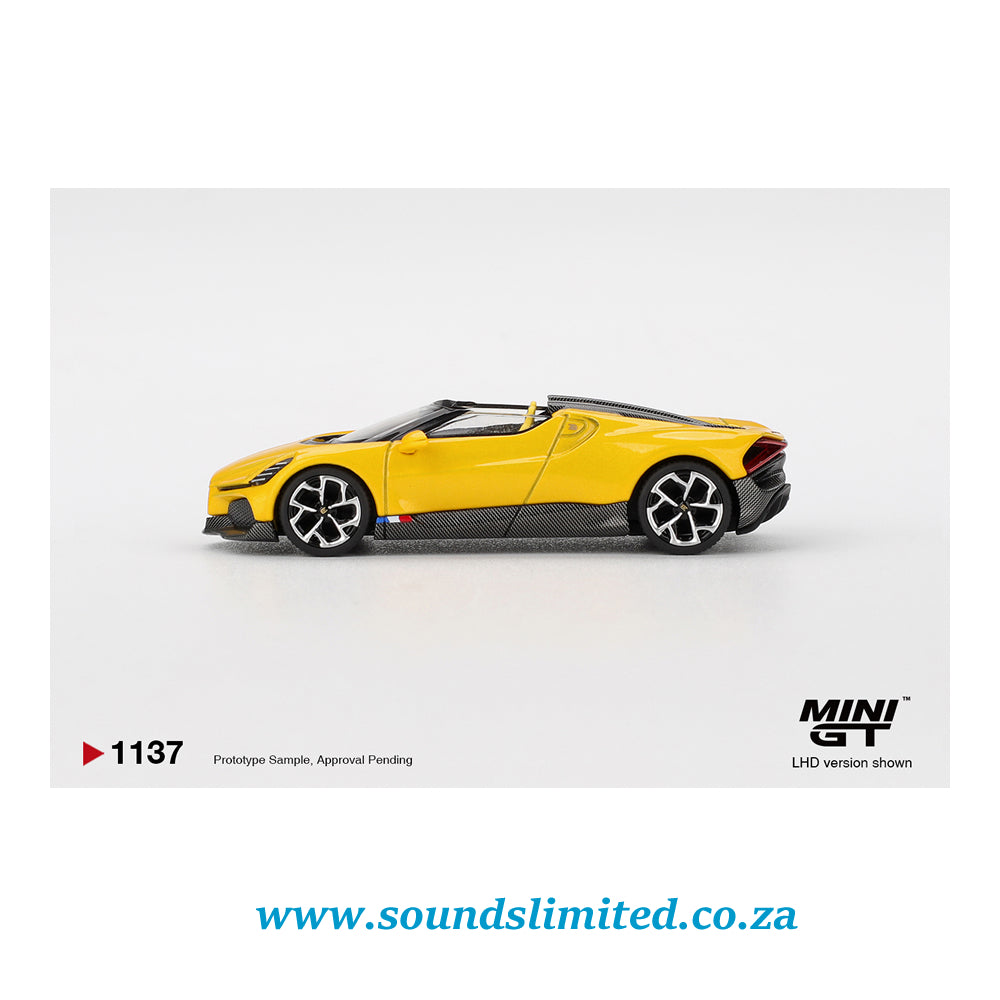 Mini GT #1137 Bugatti W16 Mistral Yellow