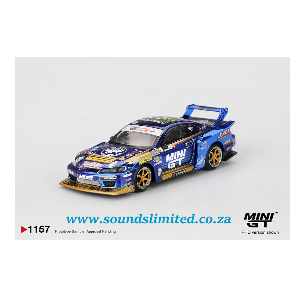 Mini GT #1157 Nissan Silvia (S15) LB-Super Silhouette #555 Team MINI GT Liberty Walk 2025 Formula Drift