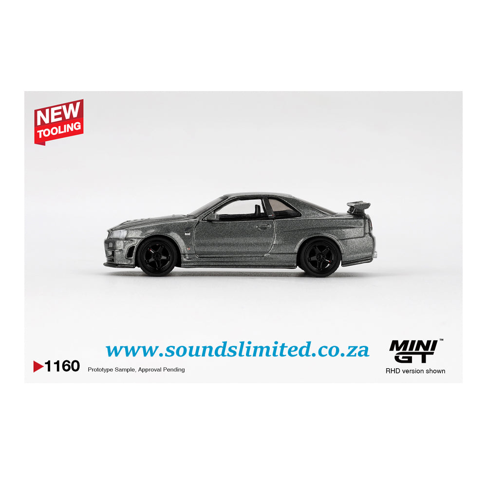 Mini GT #1160 Nissan Skyline GT-R Dark Metal Gray (NISMO BNR34 CRS Version)