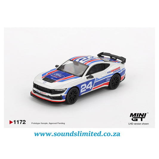 Mini GT #1172 Ford Mustang Dark Horse #24 Ford Performance Racing School