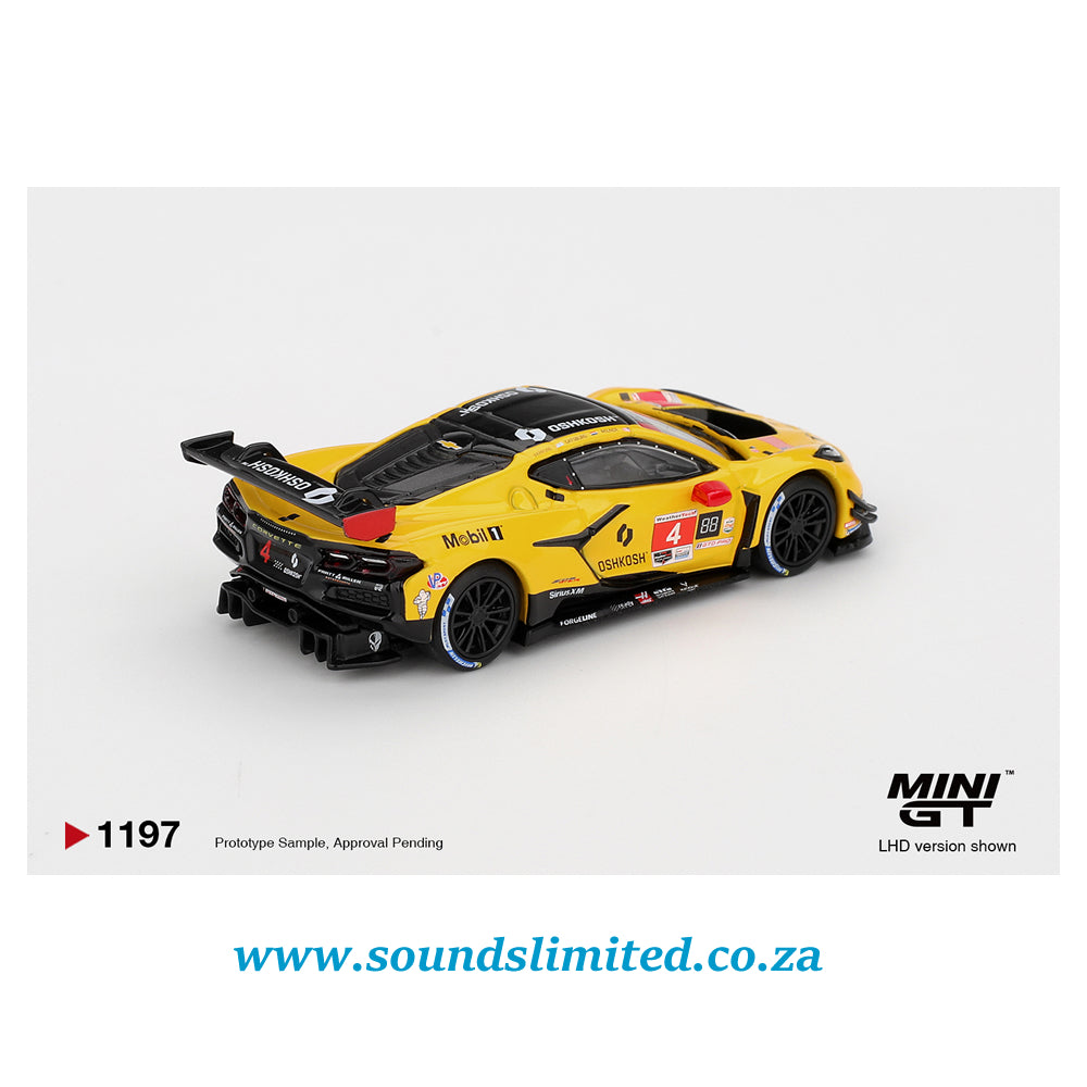 Mini GT #1197 Chevrolet Corvette Z06 GT3.R #4 Corvette Racing by Pratt Miller Motorsports 2025 IMSA Daytona 24 Hrs