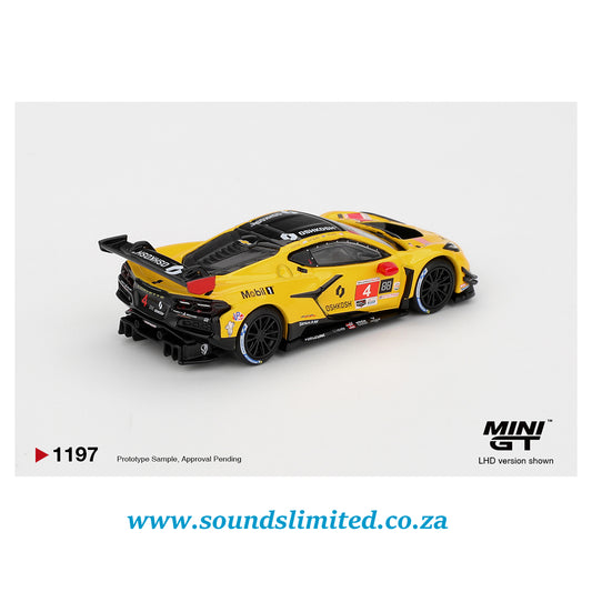 Mini GT #1197 Chevrolet Corvette Z06 GT3.R #4 Corvette Racing by Pratt Miller Motorsports 2025 IMSA Daytona 24 Hrs
