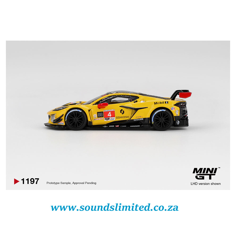 Mini GT #1197 Chevrolet Corvette Z06 GT3.R #4 Corvette Racing by Pratt Miller Motorsports 2025 IMSA Daytona 24 Hrs