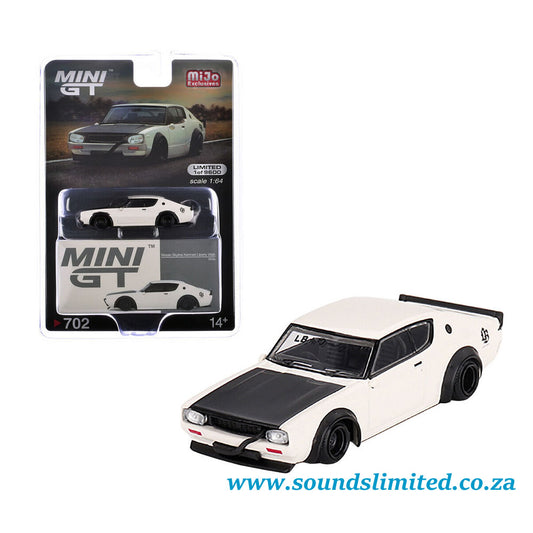 Mini GT 1/64 Nissan Skyline Kenmeri Liberty Walk White #702 (BLISTER PACK)