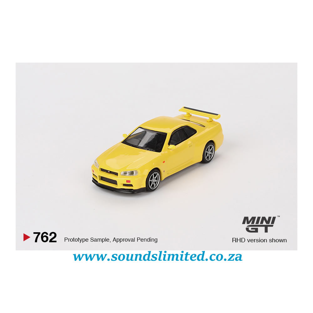 Mini GT #762 Nissan Skyline GT-R (R34) V-Spec Lightning Yellow
