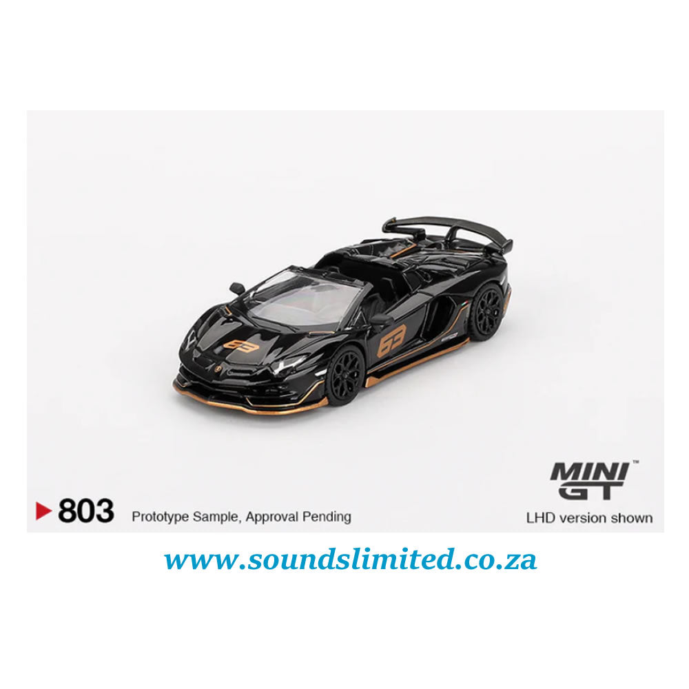 Mini GT #803 Lamborghini Aventador SVJ 63 Roadster Nero Aldebaran