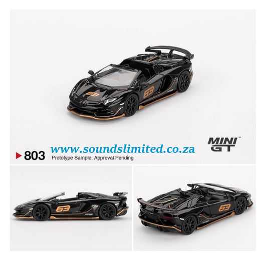 Mini GT #803 Lamborghini Aventador SVJ 63 Roadster Nero Aldebaran