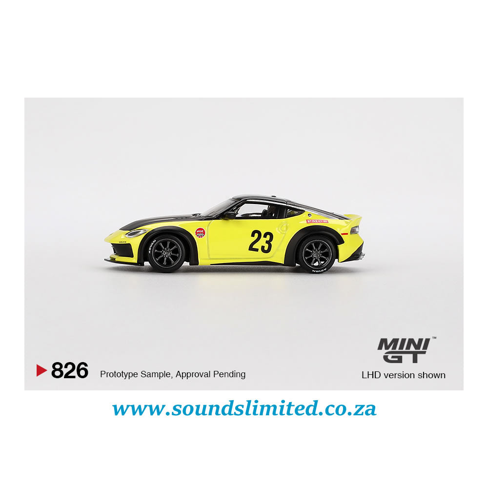 Mini GT #826 Nissan Z LB★NATION WORKS Ikazuchi Yellow
