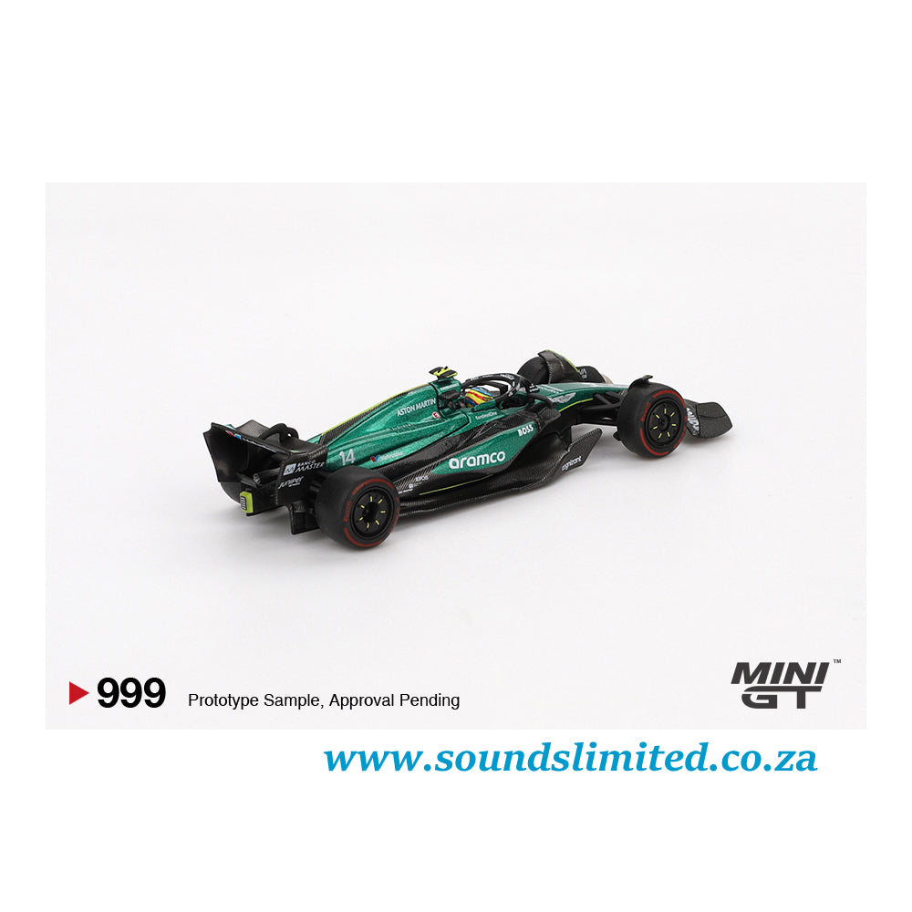 Mini GT #999 Aston Martin AMR24 #14 Fernando Alonso 2024 F1 2024 Bahrain GP
