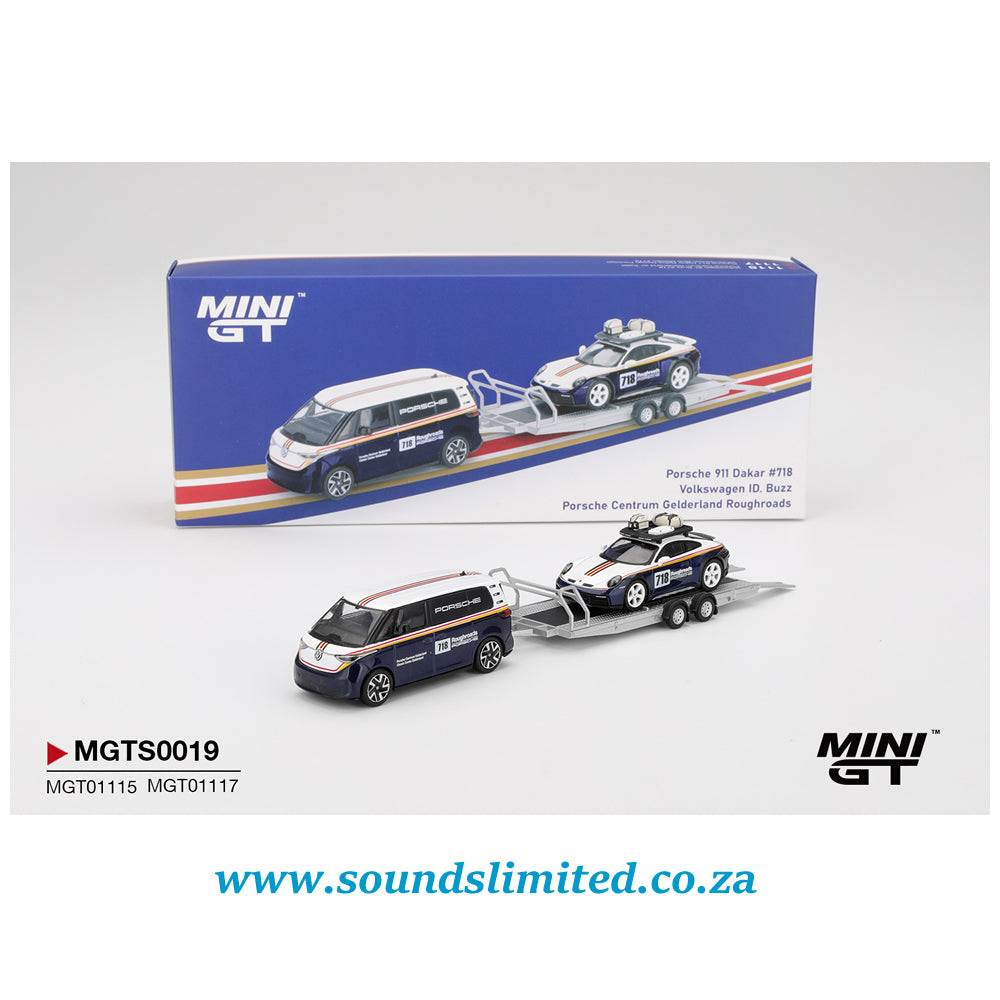 Mini GT Porsche 911 Dakar #718 / Volkswagen ID. Buzz Porsche Centrum Gelderland Roughroads Set MGTS0019