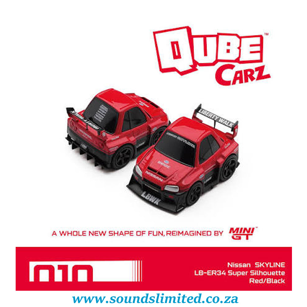 Mini GT Qube Carz #010 Nissan LB-ER34 Super Silhouette Skyline Red / Black QZ00402