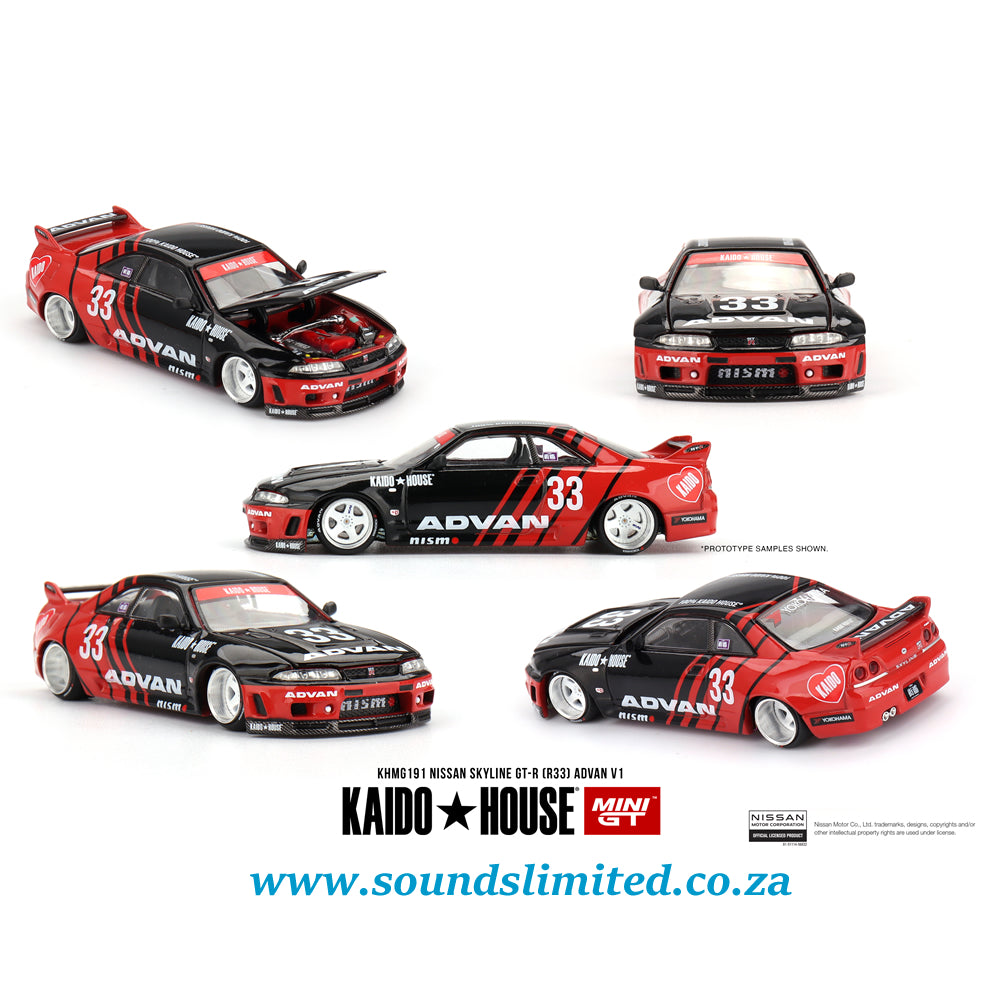 Mini GT x KAIDOHOUSE #191 Nissan Skyline GT-R (R33) Kaido Works ADVAN
