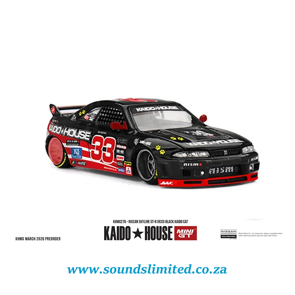 Mini GT x Kaido House Nissan Skyline GT-R (R33) Black Kaido Cat Limited Edition KHMG276