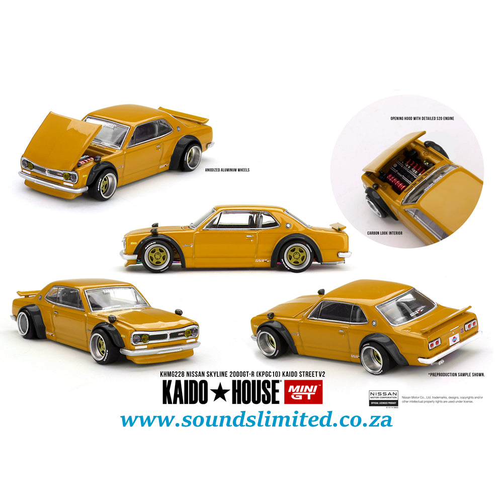 Mini GT x KaidoHouse #228 Nissan Skyline 2000 GT-R (KPGC10) Kaido Street V2