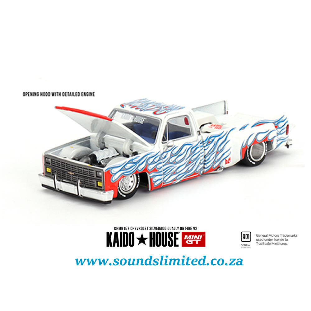 Mini GT x Kaidohouse #157 Chevrolet Silverado Dually on Fire V2