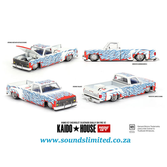 Mini GT x Kaidohouse #157 Chevrolet Silverado Dually on Fire V2