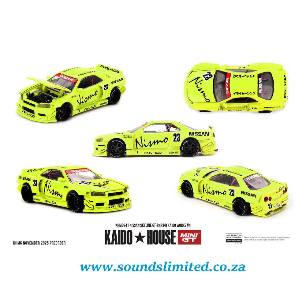 Mini GT Kaido House #241 Nissan Skyline GT-R (R34) Kaido Works V4