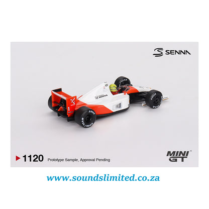 Mini GT #1120 McLaren MP4/6 #1 Ayrton Senna 1991 Japanese Grand Prix 2nd Place Blister