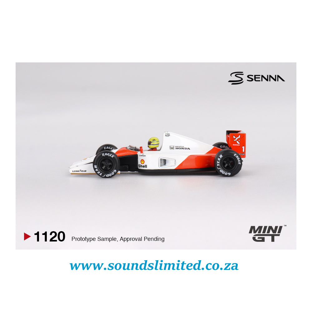 Mini GT #1120 McLaren MP4/6 #1 Ayrton Senna 1991 Japanese Grand Prix 2nd Place Blister