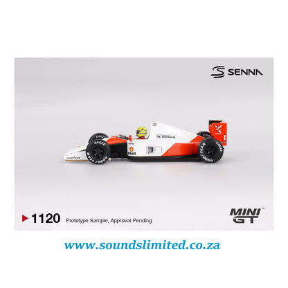 Mini GT #1120 McLaren MP4/6 #1 Ayrton Senna 1991 Japanese Grand Prix 2nd Place Blister