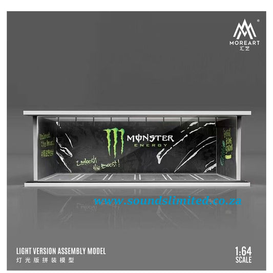 MoreArt 1/64 Scale Monster Energy Parking Garage Light Edition Assembly Scene Diorama MO644033