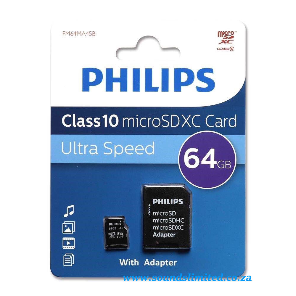 Philips Ultra Speed Class 10 microSDXC Card 64GB FM64MA45B