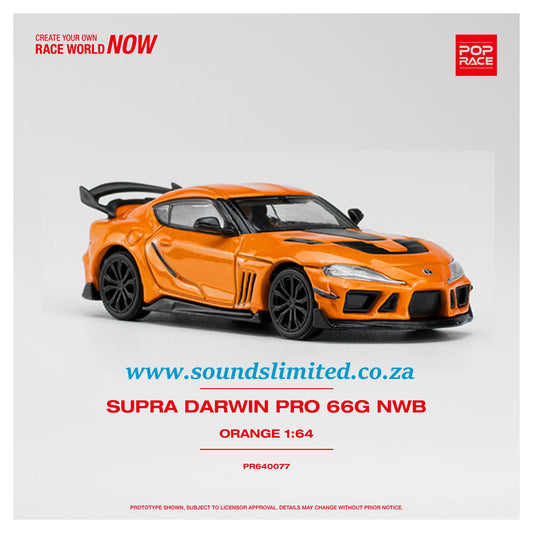Pop Race 1/64 Darwin Pro 66G NBW Toyota Supra Orange PR64-77