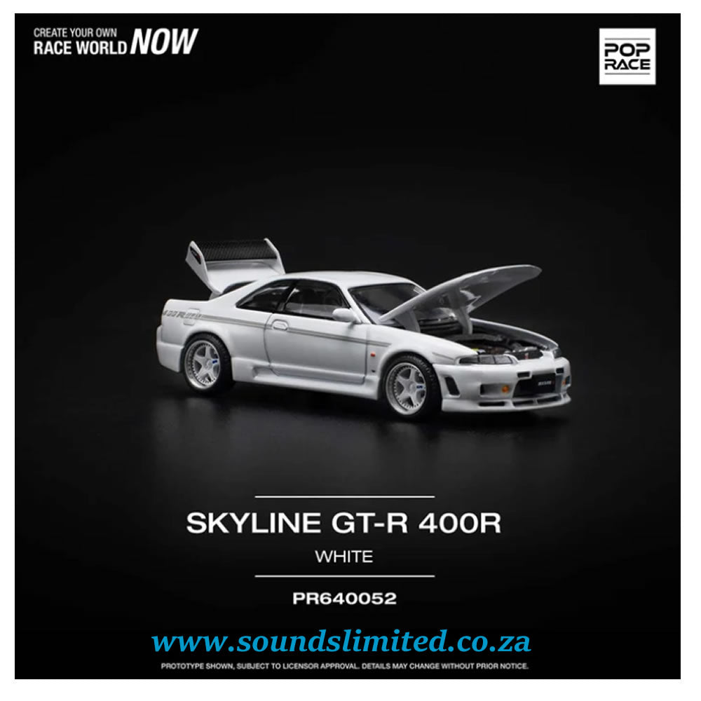 Pop Race 1/64 Nissan GT-R R33 Nismo 400R - White PR64-052