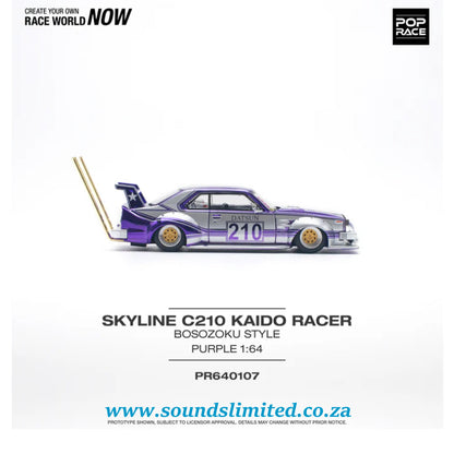 Pop Race 1/64 Nissan Skyline C210 KAIDO RACER (Bosozoku Style) Purple Chrome PR64-107