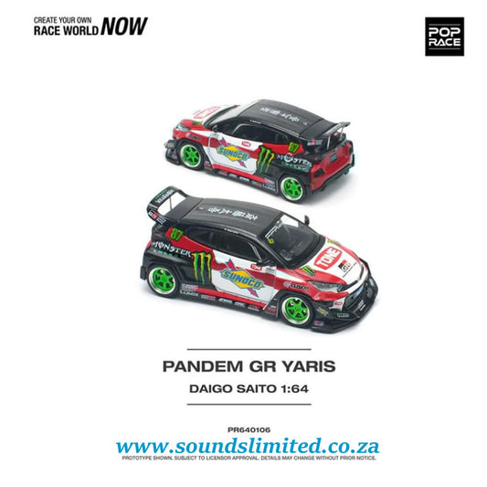 Pop Race 1/64 Pandem Toyota GR Yaris Daigo Saito PR64-106