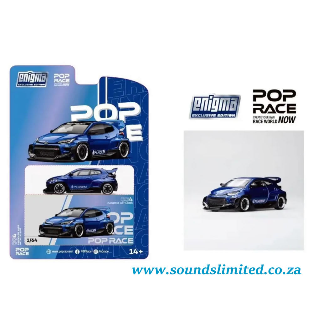 Pop Race 1/64 Pandem GR Yaris Blue PRE004 Enigma Exclusive Edition