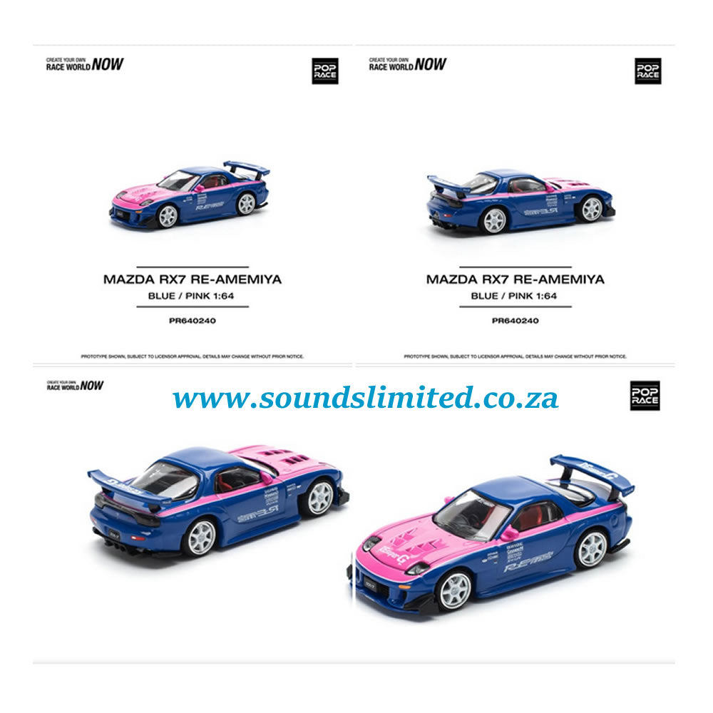 Pop Race Mazda RX7 Re-Amemiya Blue / Pink PR64-240