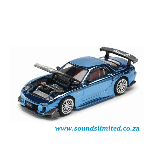 Pop Race Mazda Rx-7 Re-Amemiya Widebody Blue Chrome PR64-223