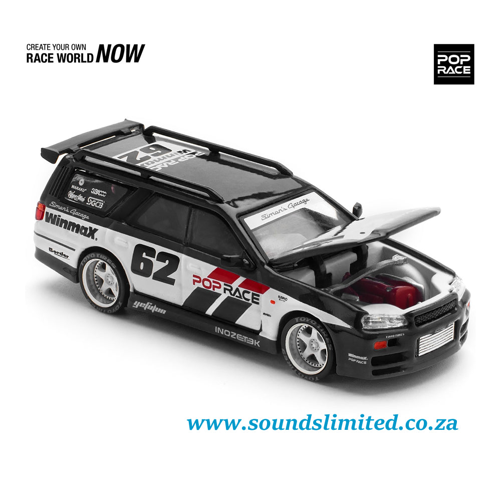 Pop Race Nissan Stagea R34 Simon’s Garage #62 Black PR64-211