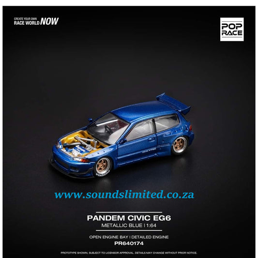 Pop Race Pandem Honda Civic EG6 Metallic Blue PR64-174