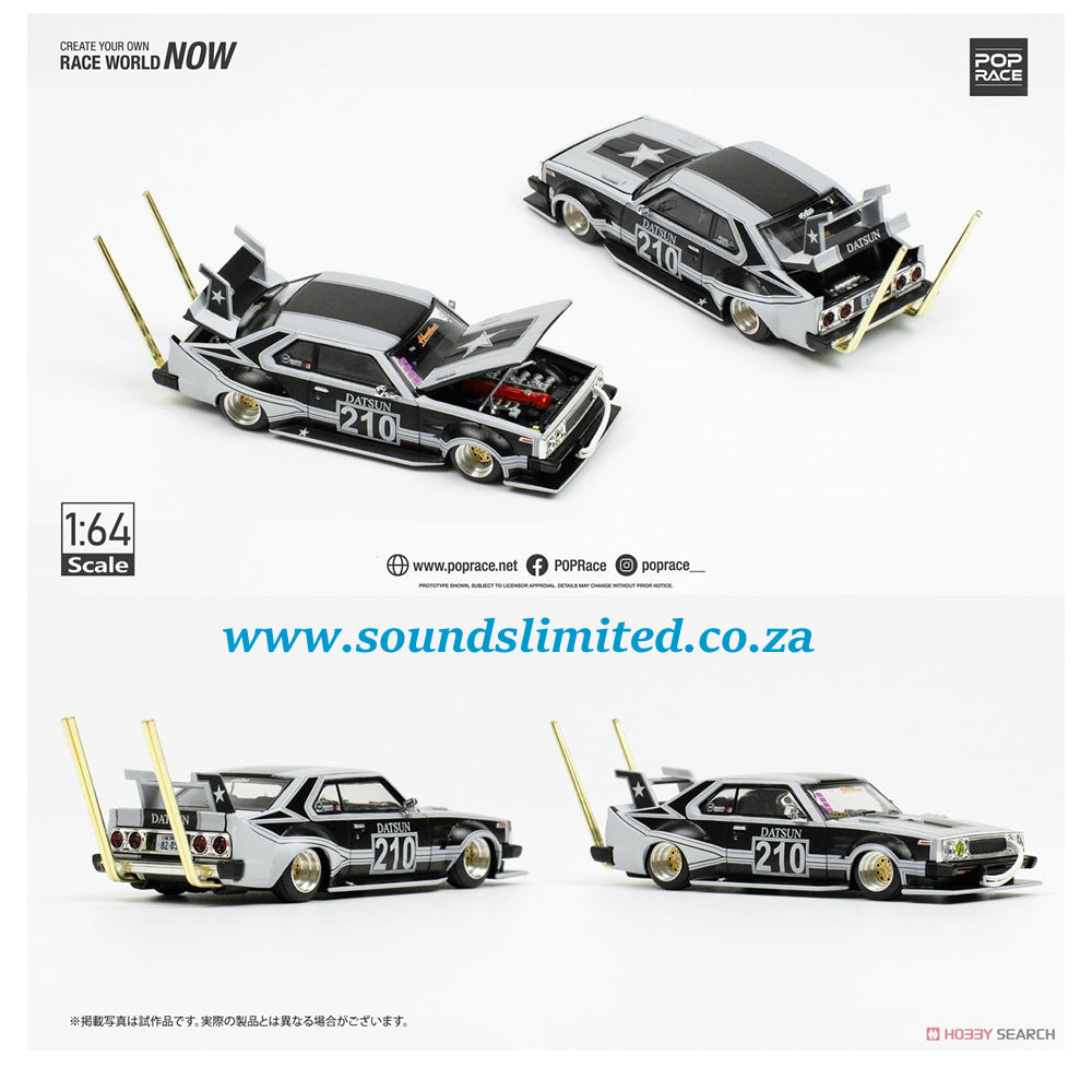 Pop Race Skyline C210 Kaido Racer Bosozoku Style Matt Black 1/64 PR64-73