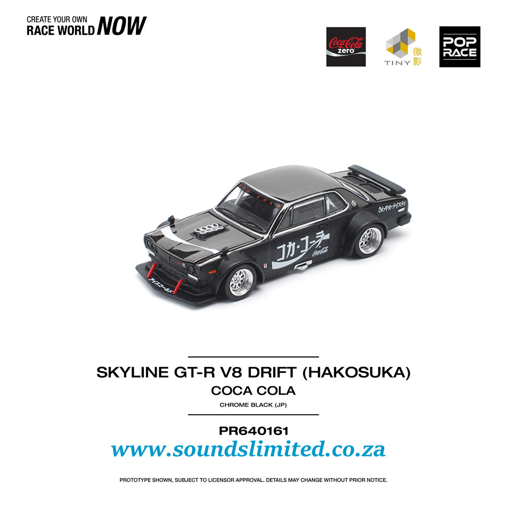 Pop Race Skyline GT-R Drift Hakosuka JP Coca Cola Zero Black Chrome PR64-161