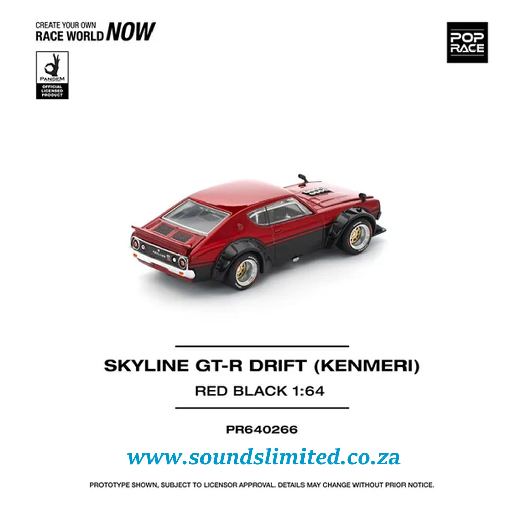 Pop Race Skyline GT-R Drift KPGC110 KENMERI Red / Black PR64-266