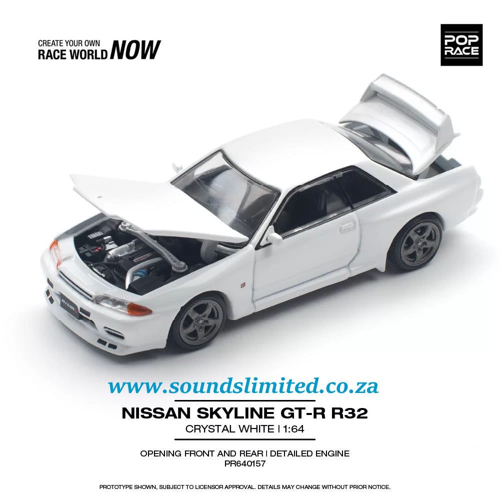 Pop Race Skyline GT-R R32 Crystal White PR64-157